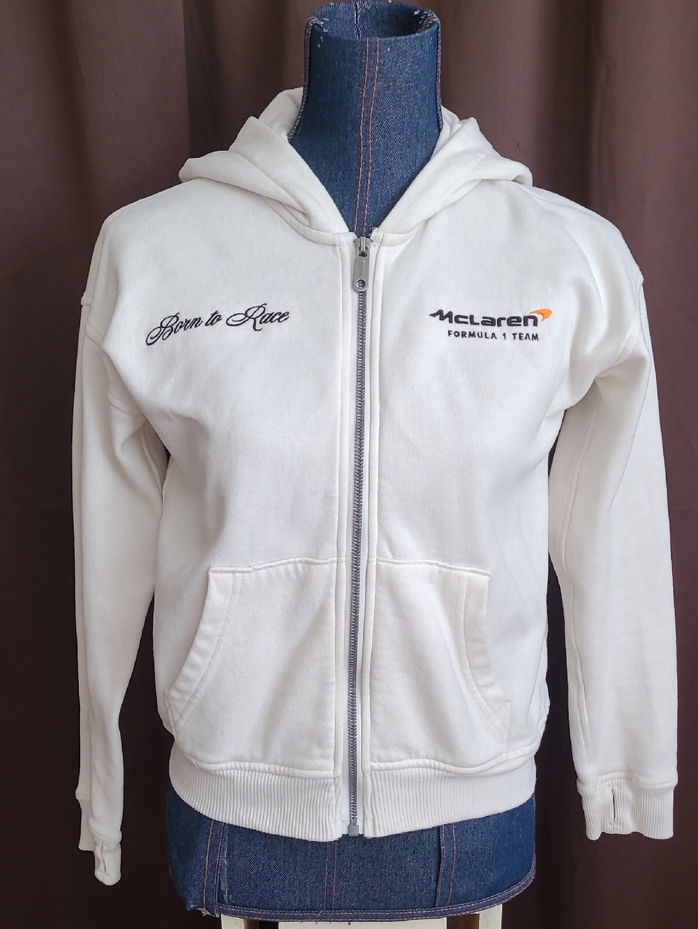 abercrombie kids White Hoodie with McLaren Logo